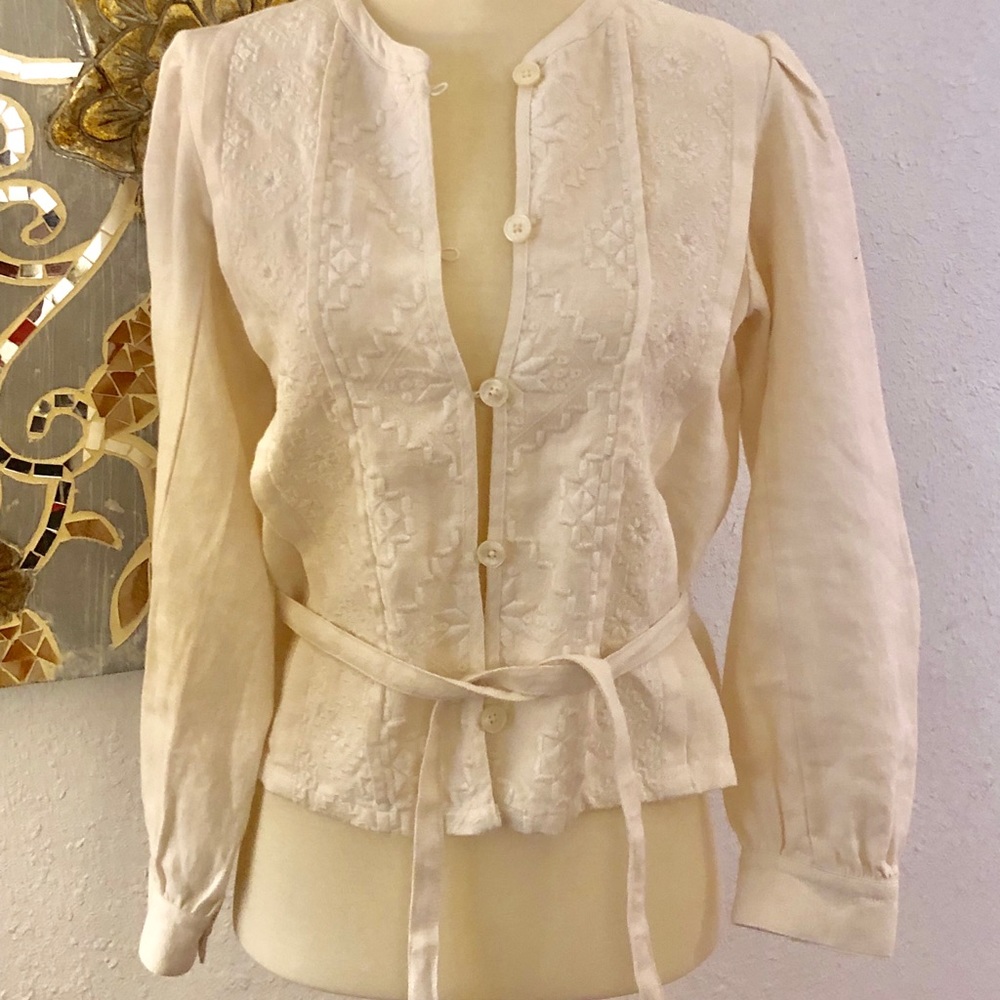 J. Crew Embroidered Linen Jacket